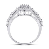 14kt White Gold Womens Round Diamond Square Cluster Ring 7/8 Cttw