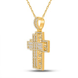 10kt Yellow Gold Mens Round Diamond Cross Charm Pendant 3-1/4 Cttw