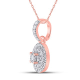 10kt Rose Gold Womens Round Diamond Circle Pendant 1/6 Cttw