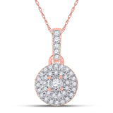 10kt Rose Gold Womens Round Diamond Circle Pendant 1/6 Cttw