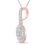 Colgante de oro rosa de 10 quilates con diamantes redondos para mujer, 1/3 quilates 