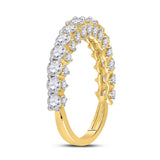 Anillo de oro amarillo de 14 quilates para mujer con diamantes redondos de una sola fila, 1-5/8 quilates 