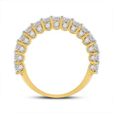 Anillo de oro amarillo de 14 quilates para mujer con diamantes redondos de una sola fila, 1-5/8 quilates 