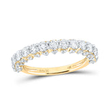 Anillo de oro amarillo de 14 quilates para mujer con diamantes redondos de una sola fila, 1-5/8 quilates 