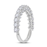 Anillo de oro blanco de 14 quilates para mujer con diamantes redondos de una sola fila, 1-5/8 quilates 