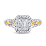 Anillo cuadrado de diamantes baguette para mujer de oro amarillo de 14 quilates, 3/4 quilates 