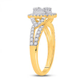 Anillo cuadrado de diamantes baguette para mujer de oro amarillo de 14 quilates, 3/4 quilates 