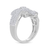 Anillo de moda en racimo de diamantes baguette para mujer de oro blanco de 14 quilates, 1-1/3 quilates 