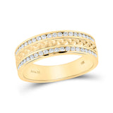 Anillo de boda trenzado de oro amarillo de 14 quilates para hombre con diamantes redondos de 1/2 quilates 