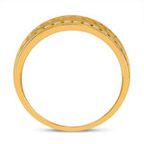 Anillo de oro amarillo de 14 quilates para hombre con diamantes redondos y incrustaciones de trenza de boda, 3/4 quilates 