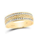 Anillo de boda de oro amarillo de 14 quilates con diamantes redondos para hombre de 1/2 quilates 