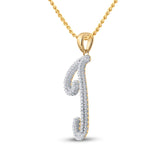 10kt Yellow Gold Womens Round Diamond Initial J Letter Pendant 1/6 Cttw