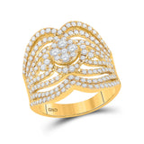 Anillo de oro amarillo de 14 quilates con diamantes redondos para mujer, 1-3/4 quilates 