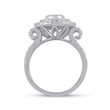 Anillo de oro blanco de 14 quilates para mujer con diamantes redondos y círculos de 1-1/3 quilates 