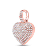 Colgante con dije de corazón de diamante redondo para hombre de oro rosa de 10 quilates, 1/2 quilates 