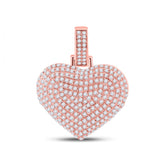 Colgante con dije de corazón de diamante redondo para hombre en oro rosa de 10 quilates, 3/4 quilates 