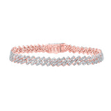 Pulsera con eslabones de diamantes redondos para hombre en oro rosa de 10 quilates, 7-5/8 quilates 