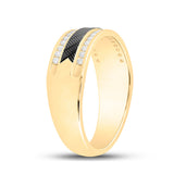 Anillo de boda de oro amarillo de 14 quilates con diamantes redondos para hombre de 1/3 quilates 