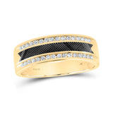 Anillo de boda de oro amarillo de 14 quilates con diamantes redondos para hombre de 1/3 quilates 