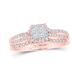 Anillo de boda nupcial con diamantes de princesa de oro rosa de 10 quilates, 1/2 quilates 