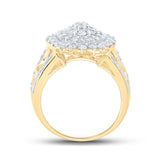 Anillo de oro amarillo de 10 quilates para mujer con diamantes redondos de 2 quilates 