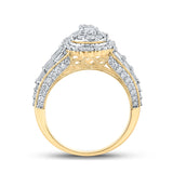 Anillo de oro amarillo de 10 quilates para mujer con diamantes redondos en forma de lágrima de 1-1/4 quilates 