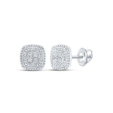 Pendientes cuadrados de plata de ley con diamantes redondos para mujer, 1/10 quilates 