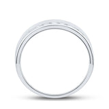 Anillo de boda de oro blanco de 14 quilates con diamantes redondos para hombre de 1/4 quilates 