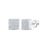 Pendientes cuadrados de plata de ley con diamantes redondos para mujer, 3/8 quilates 