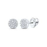 Pendientes de plata de ley con diamantes redondos para mujer, 1/10 quilates 