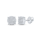 Pendientes de plata de ley con diamantes redondos para mujer, 1/3 quilates 