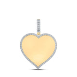 Colgante con dije de memoria de corazón de diamante redondo para hombre de oro amarillo de 10 quilates, 1/5 quilates 