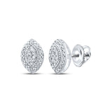 Pendientes de plata de ley con diamantes redondos ovalados para mujer, 1/10 quilates 