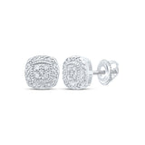 Pendientes cuadrados de plata de ley con diamantes redondos para mujer, 1/10 quilates 