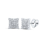 Pendientes cuadrados de plata de ley con diamantes redondos para mujer, 1/8 quilates 