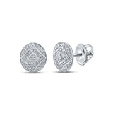 Pendientes ovalados de plata de ley con diamantes redondos para mujer, 1/3 quilates 