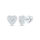 Pendientes de plata de ley con forma de corazón y diamantes redondos para mujer, 1/4 quilates 