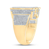 10kt Two-tone Gold Mens Round Diamond Initial M Letter Ring 1-1/5 Cttw