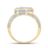 Anillo con letra J inicial de diamante redondo para hombre de oro bicolor de 10 quilates, 1-1/5 quilates 