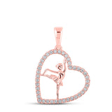 10kt Rose Gold Womens Round Diamond Ballerina Heart Pendant 1/3 Cttw