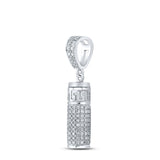 Colgante con dije cilíndrico de urna de diamantes redondos para hombre de oro blanco de 10 quilates, 1 quilates 