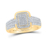 10kt Yellow Gold Womens Round Diamond Cluster Ring 1/10 Cttw