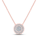 10kt Rose Gold Womens Round Diamond Cluster Pendant 1/5 Cttw