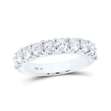 14kt White Gold Womens Round Diamond Wedding Band 1-1/2 Cttw