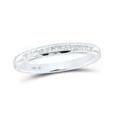 14kt White Gold Womens Round Diamond Wedding Single Channel Band 1/6 Cttw