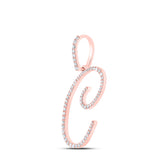 Colgante de oro rosa de 10 quilates con diamante redondo para mujer con letra inicial C de 3/8 quilates 