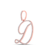 Colgante de oro rosa de 10 quilates para mujer con diamante redondo y letra inicial D de 5/8 quilates 