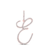 10kt Rose Gold Womens Round Diamond E Initial Letter Pendant 1/2 Cttw