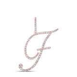 10kt Rose Gold Womens Round Diamond F Initial Letter Pendant 1/2 Cttw