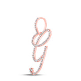 Colgante de oro rosa de 10 quilates con diamante redondo para mujer con letra inicial G de 1/2 quilates 